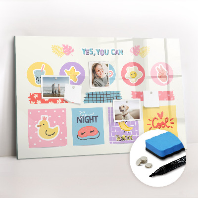 Uitwisbaar glazen planbord met magnetische functie Schoolplanner