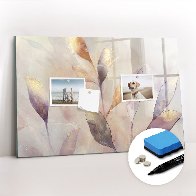 Beschrijfbaar magneetbord van glas met design Aquarelplanten