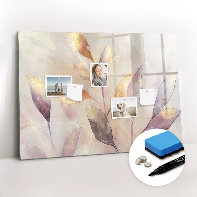 Beschrijfbaar magneetbord van glas met design Aquarelplanten