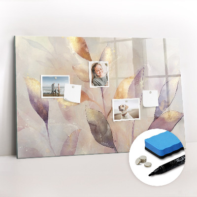 Beschrijfbaar magneetbord van glas met design Aquarelplanten