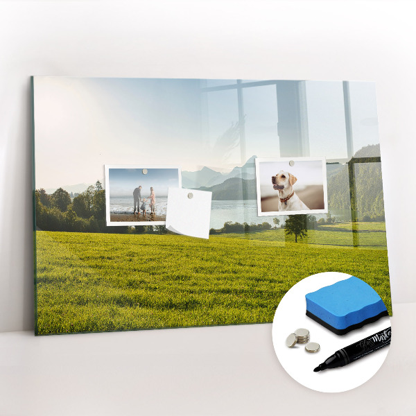 Magnetisch planbord voor de muur van bedrukt glas Bergveld