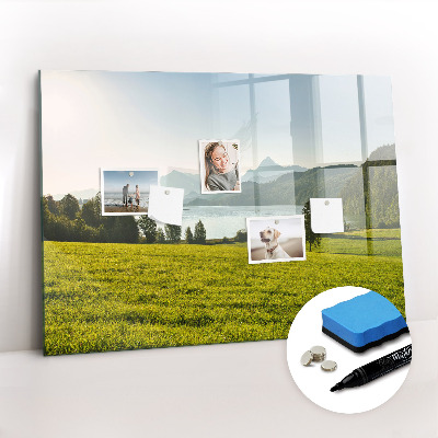 Magnetisch planbord voor de muur van bedrukt glas Bergveld