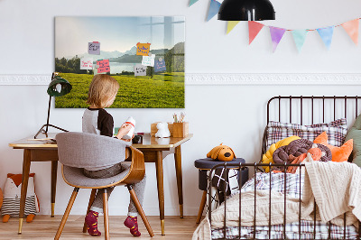 Magnetisch planbord voor de muur van bedrukt glas Bergveld