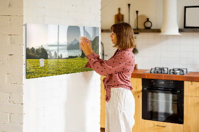 Magnetisch planbord voor de muur van bedrukt glas Bergveld