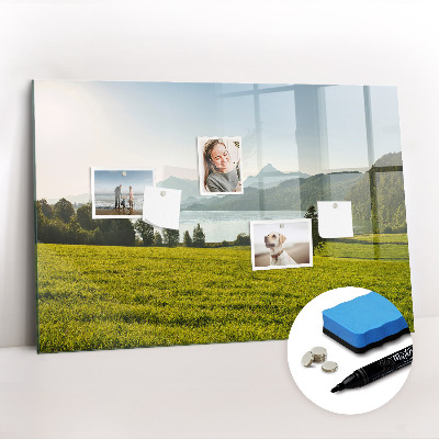 Magnetisch planbord voor de muur van bedrukt glas Bergveld