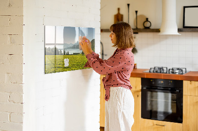 Magnetisch planbord voor de muur van bedrukt glas Bergveld