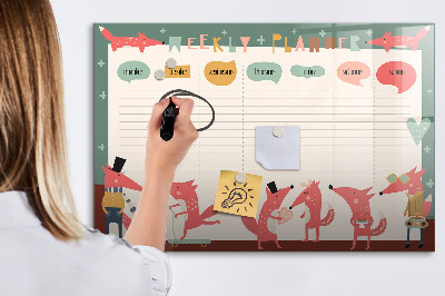 Uitwisbaar glazen planbord met magnetische functie Weekplanner voor kinderen