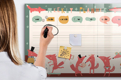 Uitwisbaar glazen planbord met magnetische functie Weekplanner voor kinderen
