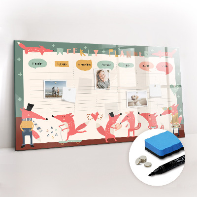 Uitwisbaar glazen planbord met magnetische functie Weekplanner voor kinderen