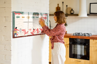 Uitwisbaar glazen planbord met magnetische functie Weekplanner voor kinderen