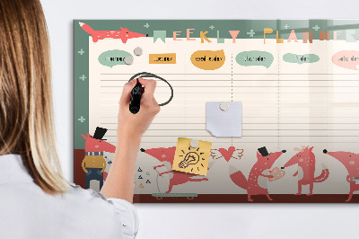 Uitwisbaar glazen planbord met magnetische functie Weekplanner voor kinderen