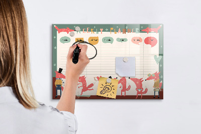 Uitwisbaar glazen planbord met magnetische functie Weekplanner voor kinderen
