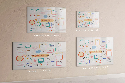 Beschrijfbaar magneetbord van glas met design Kleurenvisiebord