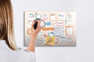Beschrijfbaar magneetbord van glas met design Kleurenvisiebord