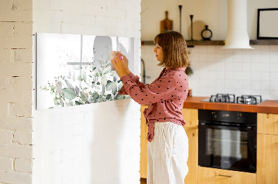 Magnetisch planbord voor de muur van bedrukt glas Plantenbladeren