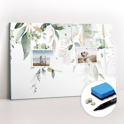 Uitwisbaar glazen planbord met magnetische functie Bladeren natuur planten