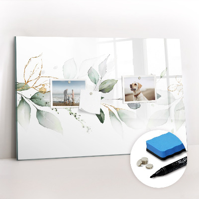 Beschrijfbaar magneetbord van glas met design Abstracte bladeren