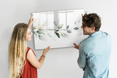 Beschrijfbaar magneetbord van glas met design Abstracte bladeren