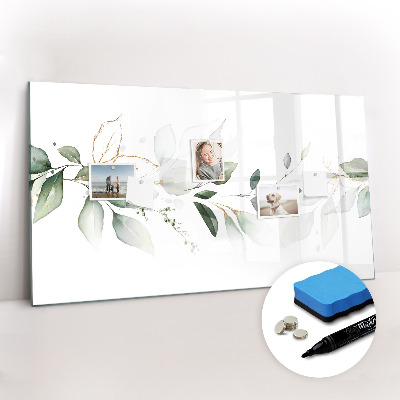 Beschrijfbaar magneetbord van glas met design Abstracte bladeren