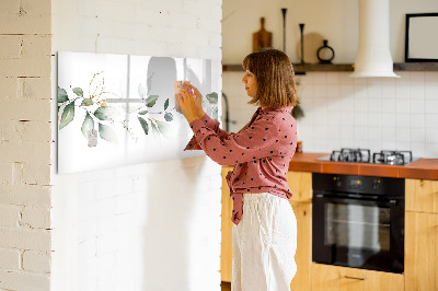 Beschrijfbaar magneetbord van glas met design Abstracte bladeren