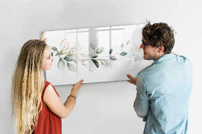 Beschrijfbaar magneetbord van glas met design Abstracte bladeren