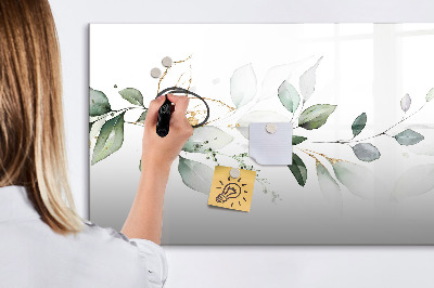 Beschrijfbaar magneetbord van glas met design Abstracte bladeren