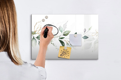 Beschrijfbaar magneetbord van glas met design Abstracte bladeren