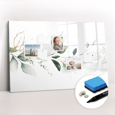 Beschrijfbaar magneetbord van glas met design Abstracte bladeren