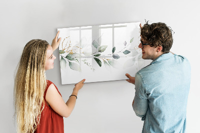 Beschrijfbaar magneetbord van glas met design Abstracte bladeren