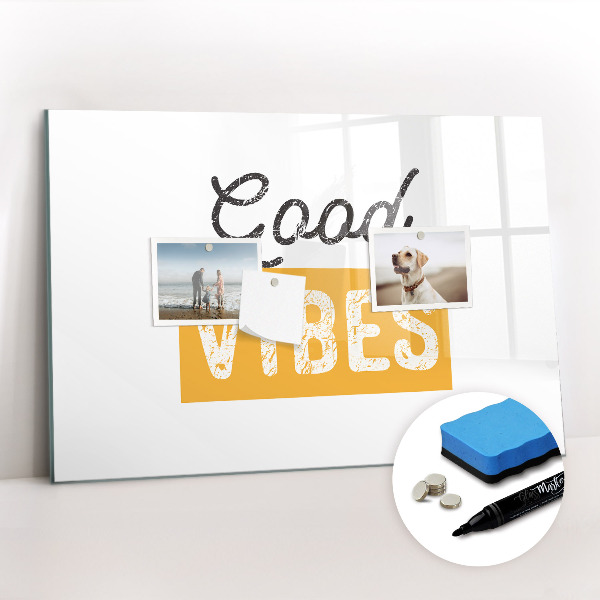 Magnetisch planbord voor de muur van bedrukt glas Een inspirerende zin