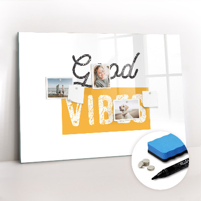 Magnetisch planbord voor de muur van bedrukt glas Een inspirerende zin