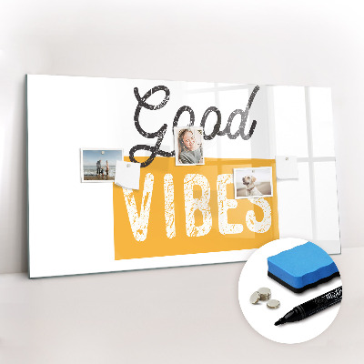 Magnetisch planbord voor de muur van bedrukt glas Een inspirerende zin