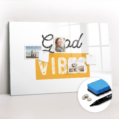 Magnetisch planbord voor de muur van bedrukt glas Een inspirerende zin