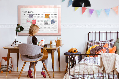Uitwisbaar glazen planbord met magnetische functie Gewoonteregistratie