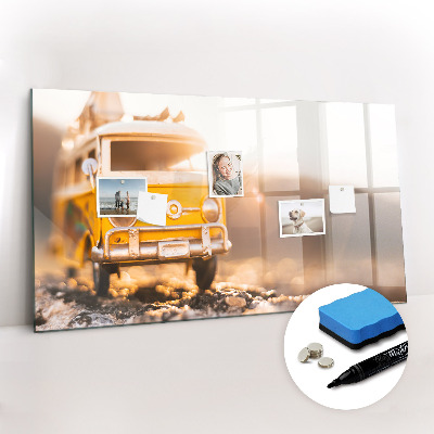 Beschrijfbaar magneetbord van glas met design Autovakantie
