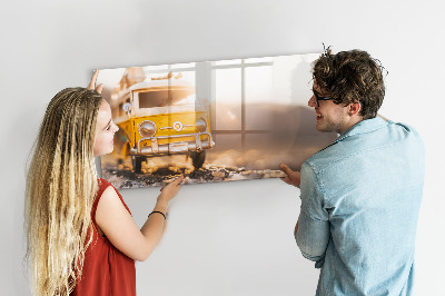 Beschrijfbaar magneetbord van glas met design Autovakantie