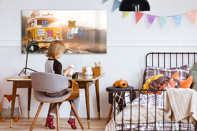 Beschrijfbaar magneetbord van glas met design Autovakantie