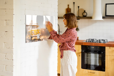 Beschrijfbaar magneetbord van glas met design Autovakantie