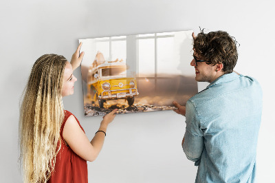 Beschrijfbaar magneetbord van glas met design Autovakantie