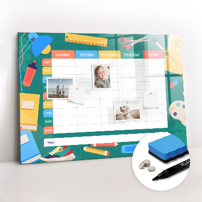 Beschrijfbaar magneetbord van glas met design Lesplan