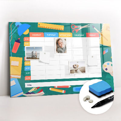 Beschrijfbaar magneetbord van glas met design Lesplan