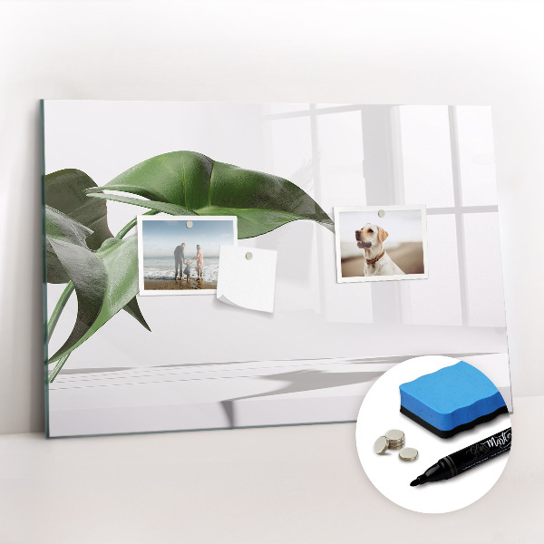 Uitwisbaar glazen planbord met magnetische functie Abstracte bladeren