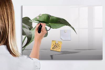 Uitwisbaar glazen planbord met magnetische functie Abstracte bladeren