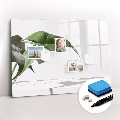 Uitwisbaar glazen planbord met magnetische functie Abstracte bladeren