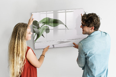 Uitwisbaar glazen planbord met magnetische functie Abstracte bladeren