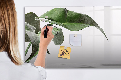 Uitwisbaar glazen planbord met magnetische functie Abstracte bladeren