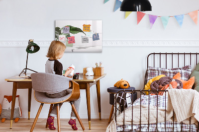 Uitwisbaar glazen planbord met magnetische functie Abstracte bladeren
