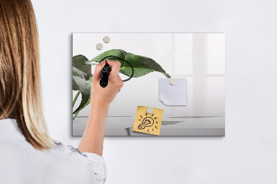 Uitwisbaar glazen planbord met magnetische functie Abstracte bladeren
