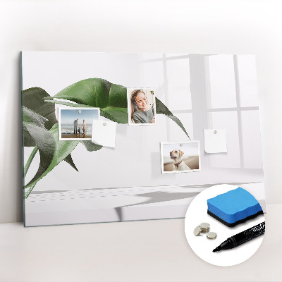 Uitwisbaar glazen planbord met magnetische functie Abstracte bladeren