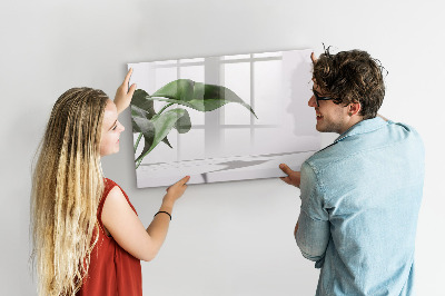 Uitwisbaar glazen planbord met magnetische functie Abstracte bladeren
